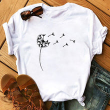 Load image into Gallery viewer, Female T-shirt Romantic Heart Shaped Flowers Vogue Kawaii Harajuku T-Shirt Women Summer Casual Tshirts Korean Style Graphic Tops