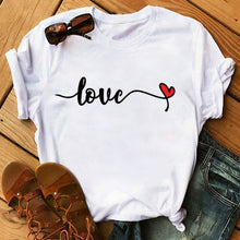 Load image into Gallery viewer, Female T-shirt Heart Shaped Kawaii T-Shirt Women Casual Summer Vogue Harajuku Tshirt Korean Style Graphic Tops Summer Women's