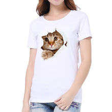 Load image into Gallery viewer, Women T-Shirt Fashion 3D Cat Print Casual Harajuku Summer Short Sleeve Round Neck T-Shirt Casual Clothes Top Tee T-shirt Female