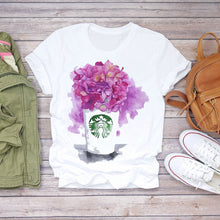 Load image into Gallery viewer, Women T-shirt Floral Flower Print Top Female Tshirts Summer Short Sleeve Harajuku O-neck Plus Size Streetwear Ladies Clothes