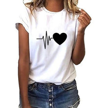 Load image into Gallery viewer, Female T-shirt Heart Shaped Kawaii T-Shirt Women Casual Summer Vogue Harajuku Tshirt Korean Style Graphic Tops Summer Women&#39;s
