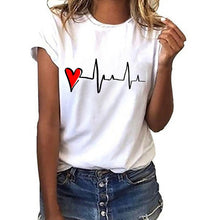 Load image into Gallery viewer, Female T-shirt Heart Shaped Kawaii T-Shirt Women Casual Summer Vogue Harajuku Tshirt Korean Style Graphic Tops Summer Women&#39;s
