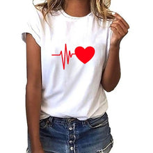 Load image into Gallery viewer, Female T-shirt Heart Shaped Kawaii T-Shirt Women Casual Summer Vogue Harajuku Tshirt Korean Style Graphic Tops Summer Women&#39;s
