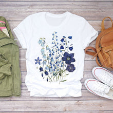 Load image into Gallery viewer, Women T-shirt Floral Flower Print Top Female Tshirts Summer Short Sleeve Harajuku O-neck Plus Size Streetwear Ladies Clothes
