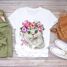 Load image into Gallery viewer, Women T-shirt Floral Flower Print Top Female Tshirts Summer Short Sleeve Harajuku O-neck Plus Size Streetwear Ladies Clothes
