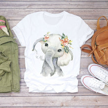 Load image into Gallery viewer, Women T-shirt Floral Flower Print Top Female Tshirts Summer Short Sleeve Harajuku O-neck Plus Size Streetwear Ladies Clothes
