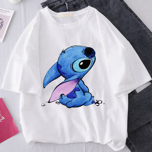 Harajuku Kawaii Tshirts Lovely Cartoon Printed Women Fashion T-Shirt Lilo Stitch Casual T Shirt Cute Casual Tops Mujer Camisetas